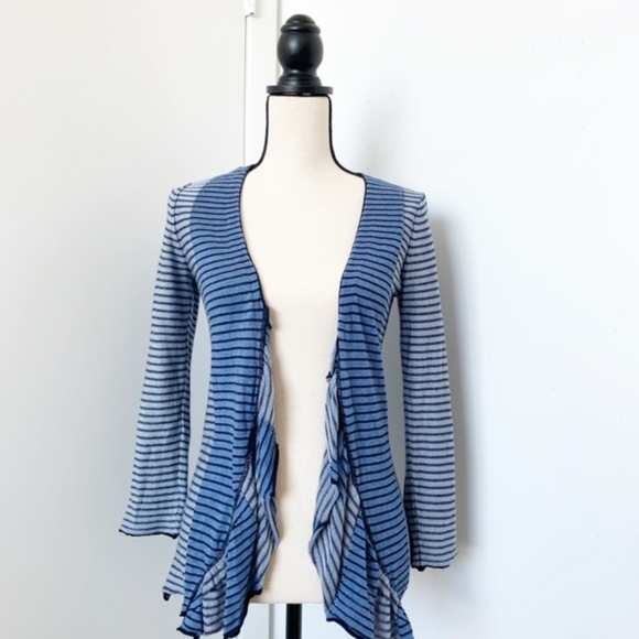 Anthropologie Sweaters - Anthropologie Striped Sparrow Cardigan with Ruffle